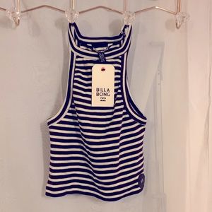 Billabong XS black and white striped crop top